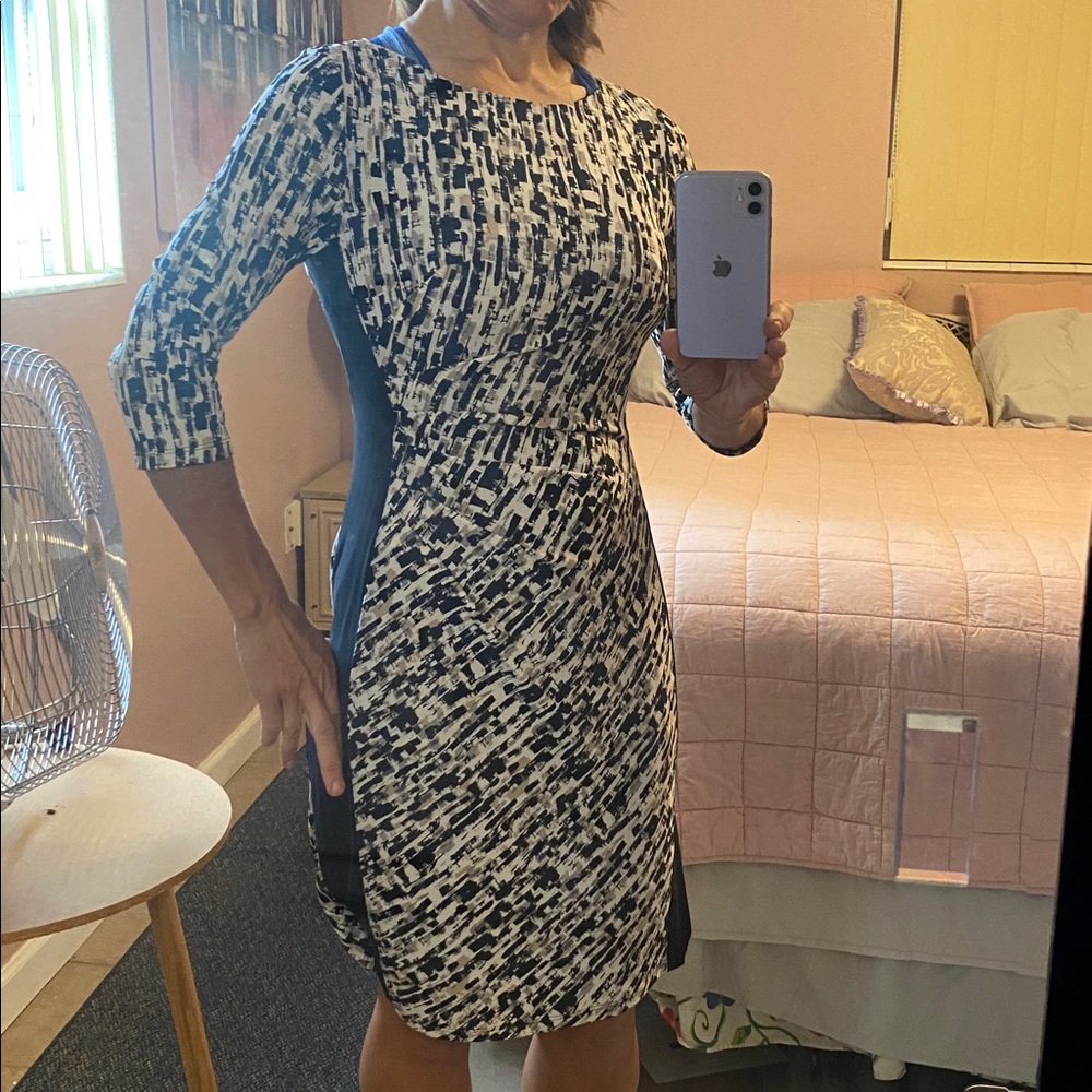Ralph Lauren Black and Cream Long Sleeve Dress